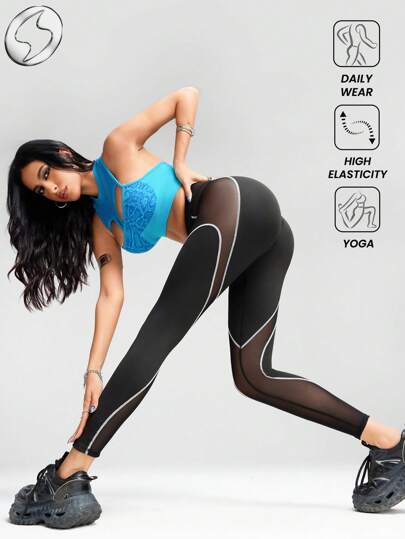 Innovista 柔软舒适的运动紧身裤，撞色拼接，高腰V腰提臀，日常休闲瑜伽HIIT训练，办公室健身两相宜，高弹力紧身裤，秋季新款女装，撞色滚边，实用时尚。