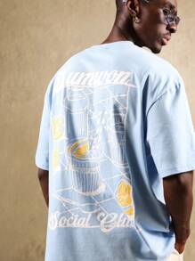 SUMWON Summer Social Club Graphic Print T Shirt Retro Beverage Design Regular Fit Short Sleeve Casual Streetwear Urban Style