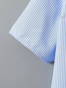 Set da 3 pezzi: Camicia a maniche corte a righe casual di moda per ragazzi adolescenti + Pantaloni lunghi a vita media ampi + Scialle in maglia, adatto per uso quotidiano e vacanze