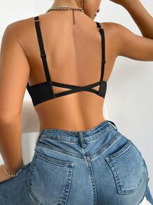 DesireSculpt 1pc Apricot Color Front Closure Ladies Lingerie Bra - Black - View 5