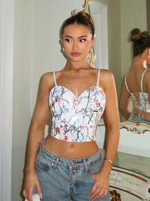 Glamine Women's Summer New Floral Print Cropped Backless Top - Multicolor - View 4