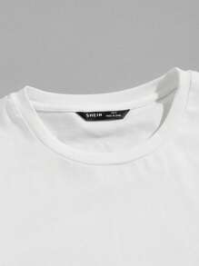 Manfinity BRENVOR Men Cotton Round Neck Solid Plain Short Sleeve Tee, For Going Out, For Friends, Summer