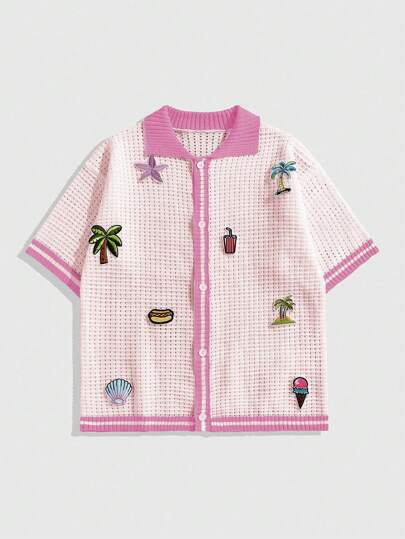 Street Life Men's Holiday Casual Contrast Trim Ornate Decor Knit Sweater