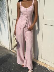 SHEIN EZwear Women Two Pieces Outfits For Daily Wear - Pink - View 1