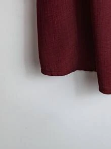 Rusticease 大码女式纯色深V领卷袖休闲衬衫