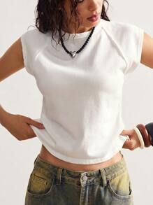 Bohemela Solid Color Round Neck Fitted Wash Wear Women T-Shirt White Crop Top Women Crop Tops Women Tshirt Basic Women Tops Summer Tops Women Short Sleeve Crop Top