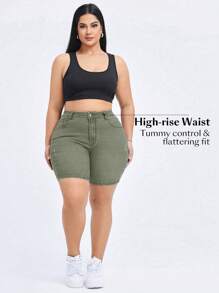 EMERY ROSE Plus Size Denim Stretchy Knit Sexy Cycling Shorts Elegant