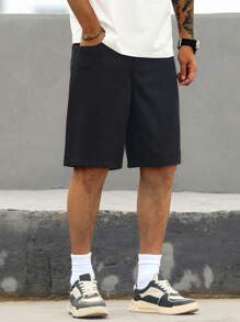 Manfinity LEGND Pantalones cortos de mezclilla anchos y sueltos informales para hombre