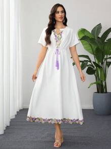 Lacomfia 2025 Summer High-End Relaxed Linen Vacation High-End French Romantic Dress For Women