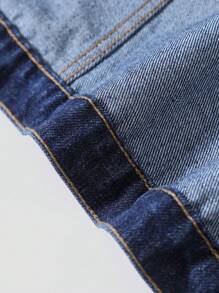 Jaqueta Denim Casual Masculina com Gola Virada para Baixo e Bolso Grande, Solta e Versátil