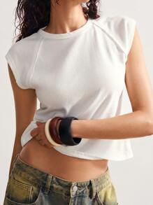 Bohemela Solid Color Round Neck Fitted Wash Wear Women T-Shirt White Crop Top Women Crop Tops Women Tshirt Basic Women Tops Summer Tops Women Short Sleeve Crop Top