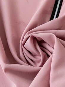 SHEIN LUNE 大码拼色无领喇叭袖衬衫黑白上衣黑白上衣 - 藕粉色 - 查看 3