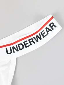 SHEIN Men's Letter Print Sexy Thong Underwear, Suitable For Dating Breathable