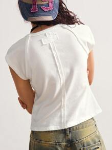 Bohemela Solid Color Round Neck Fitted Wash Wear Women T-Shirt White Crop Top Women Crop Tops Women Tshirt Basic Women Tops Summer Tops Women Short Sleeve Crop Top