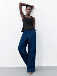 Maija Black Backless Bow Design Hollow Out Minimalist Tank Top For Women, Simple & Elegant, Comfortable & Versatile, Suitable For Summer Daily Wear, Slimming - Black - View 3