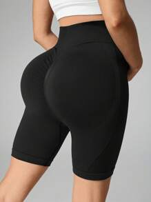 SHEIN Maternity Seamless High Waist Solid Color Sports Shorts