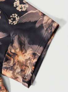 ROMWE MEN Street Life Men's Street Style Graphic Print Base Layer Bicycle Shorts - Black - View 6