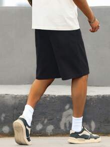 Manfinity LEGND Pantalones cortos de mezclilla anchos y sueltos informales para hombre