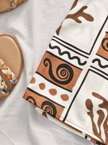 Travachic 2pcs/Set Women Solid Color Woven Cropped Sleeveless Tank Top & High Waist Printed Woven Mini Skirt,Fall Winter Clothes, New Year, Wedding Guest Outfits, Elegant Graduation,  Casual Outfits