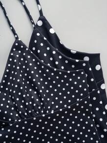 INAWLY 3pcs/Set Women's Polka Dot Camisole Top, Includes Large, Medium & Small Dot Patterns, Casual Holiday Style - Black and White - View 8