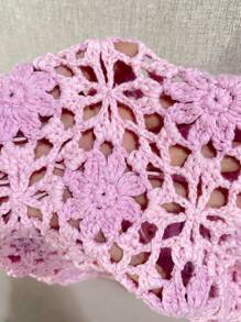 SHEIN Swim Women's Summer Beach Resort Handmade Crochet Tassel Patchwork Cover Up Skirt - Pink - View 4