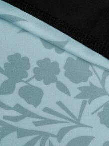 EMERY ROSE Women's Vacation Plant Print 3/4 Sleeve Open Front Lightweight Jacket - Blue - View 8