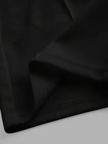SHEIN Tall CURVE 大码女式高腰修身纯色短裤 情人节 - 黑色 - 查看 4
