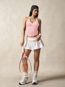 VARSIVA 撞色修身运动露背上衣 - 彩色 - 查看 4