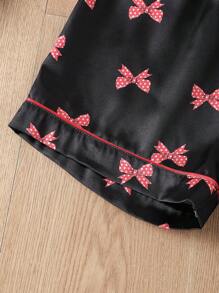 Sweet & Cute Spring Tween Girls Bow Print Pajama Set Top & Shorts