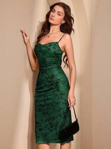 Vestido de ajuste ceñido con correas largas para mujer - Verde Oscuro - Ver 3
