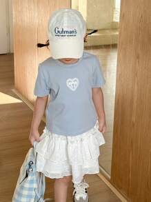 SHEIN Little Byeori Mädchen Lässig Set aus Kurzarm T-Shirt und Mini-Rock - Verschiedenfarbig - Übersicht 4