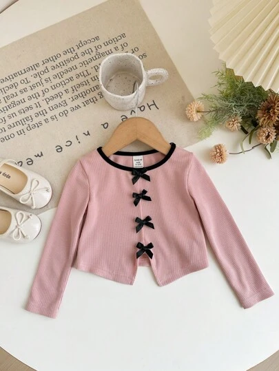 LMoss Kids Suéter de cuello redondo ajustado con bloques de color para bebé niña LMoss, blusas con lazo para bebé niña, blusas de manga larga para bebé niña, blusas rosas para bebé niña, blusas lindas para bebé niña, blusas acanaladas para bebé niña, blusas de manga larga para bebé niña, blusas con lazo para bebé niña, blusas rosas para bebé niña, blusas rosas para bebé niña de otoño e invierno