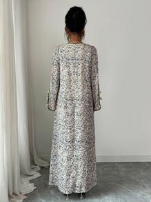 Yasmyna 女式梭织印花圆领撞色面料袖口和下摆宽松连衣裙 - 彩色 - 查看 2