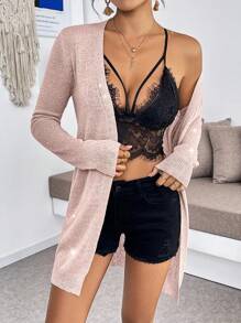 Chiquease Versatile Casual Commute Beach Viscose Knitted Cardigan For Summer Fall Winter Cloth For Women - Pink - View 4