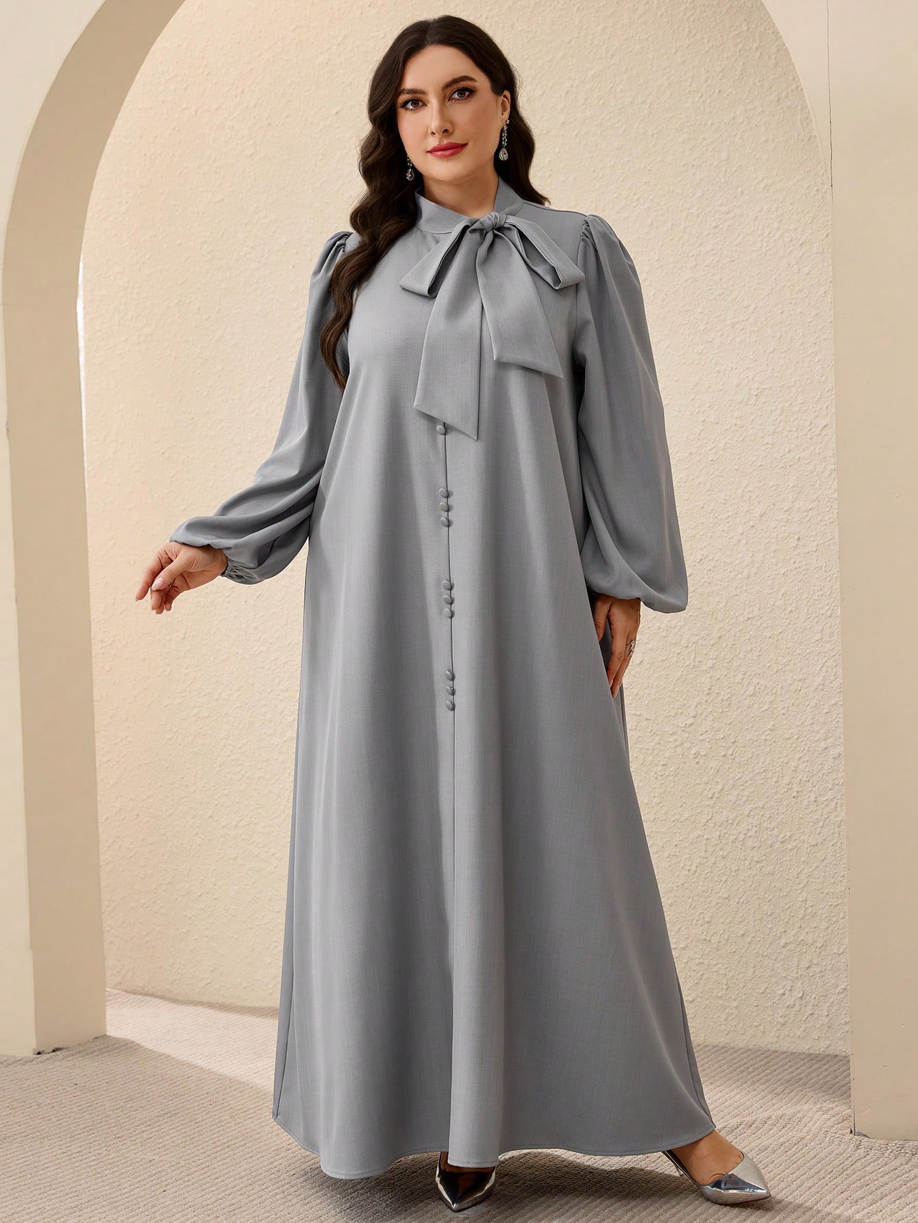 Al Najma فستان عباية فضفاض للنساء ذو حجم كبير، بأك...