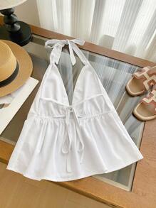 Women V-Neck Spaghetti Strap Tank Top, Sexy, Summer - White - View 2