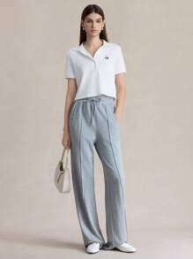 Briarwyn Áo thun polo cổ bẻ tay ngắn màu trơn đơn giản cho nữ Áo phông họa tiết phong cách Old Money cho nữ Quần áo trở lại trường - trắng - Xem 5