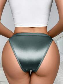 SHEIN 1 pieza Pantys de mujer de unicolor de satén, ropa interior sexy