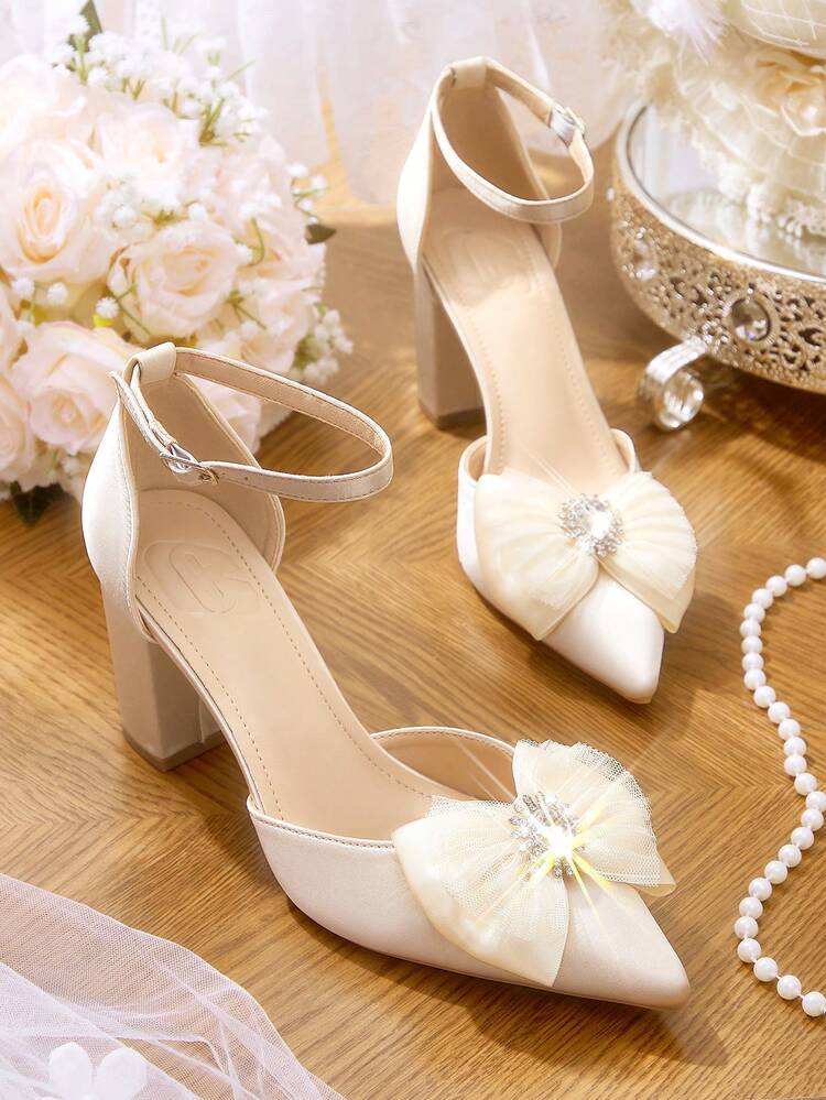 CUCCOO HITCHD Women's Bow Decor Elegant Pointed Toe High Heel Sandals, Spring/Summer/Autumn