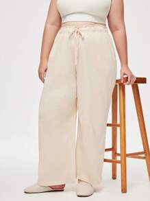 LUVLETTE 秋冬季女装加大码米色柔软100%纯棉睡裤家居服内衣外穿透气睡裤秋季睡衣 - 杏色 - 查看 4