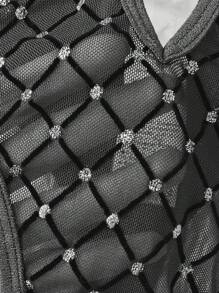 1 件女士性感水钻露背连体衣，外出必备 - 黑色 - 查看 4