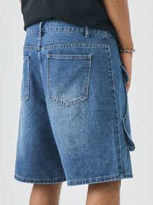 Manfinity EMRG Herren Große Größen Loose Fit Weite Bein Lässig Denim Shorts mit großen Taschen