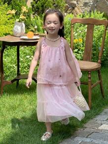 Dazy Kids Young Girl Autumn Clothes Top Set Vacation - Pink - View 6