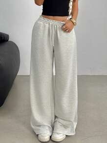 Teen Girls Casual Loose Fit Low Waist Drawstring Waistband Wide Leg Sweatpants, Suitable For Spring, Summer, Autumn And Winter Fall