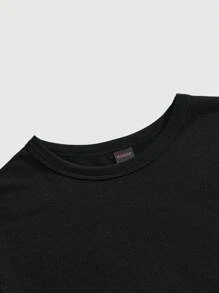 ROMWE Goth 哥特宫优雅心形泪珠眼星形印花 T 恤 - 黑色 - 查看 4