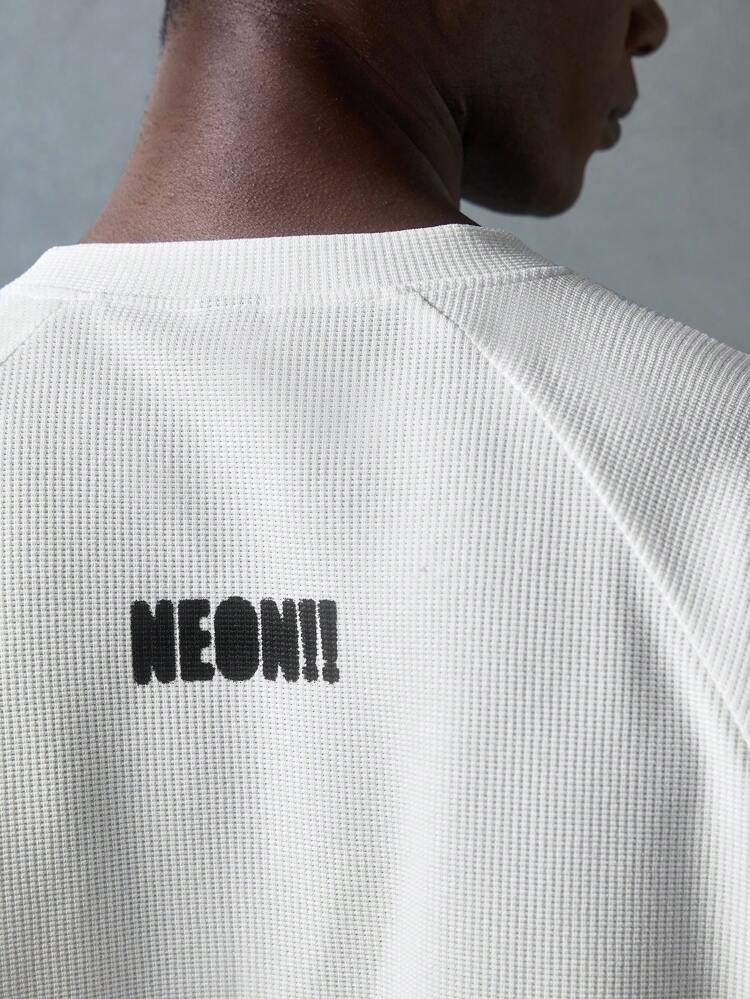Men's Street Style White Knitted Graphic Letter Print Round Neck Knitted Top, Suitable For Summer