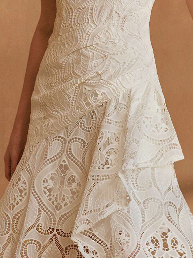 WOMEN'S SUMMER HOLLOW-OUT EMBROIDERY HOLIDAY MID-LENGTH DRESS