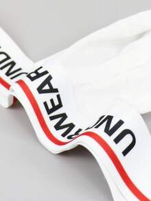 SHEIN Men's Letter Print Sexy Thong Underwear, Suitable For Dating Breathable