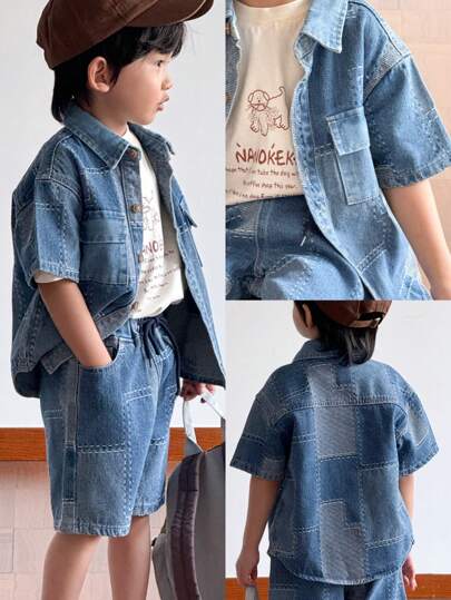 SHEIN 男童牛仔两件套服装