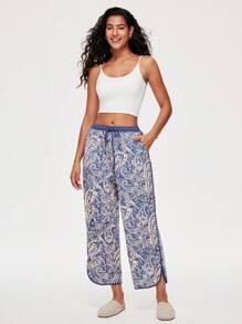 LUVLETTE Soft Cotton Patterned Wide Fit Women Lounge Bottom Airy Pajama Pants Pajama Style Trousers Pants With Pockets